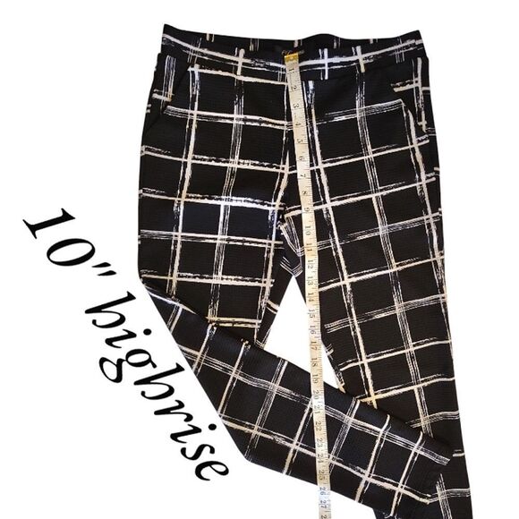 Y2K Joyous LA Black White Plaid Pull On High Waist Ankle Grunge Pants Large - Picture 11 of 12
